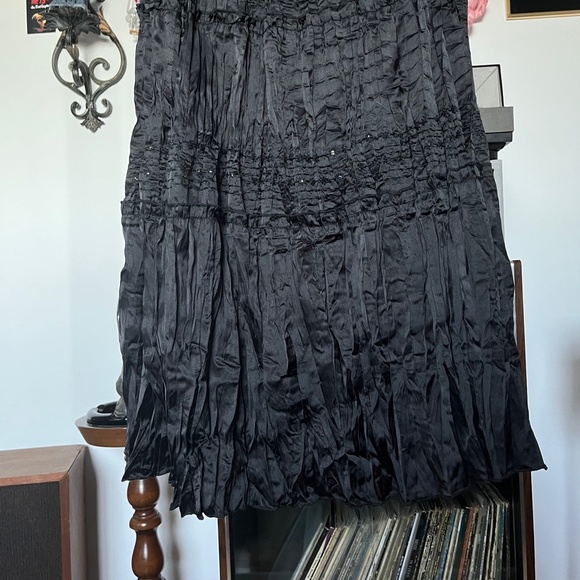90s Midi Tiered Satin Skirt Vintage - Picture 2 of 6
